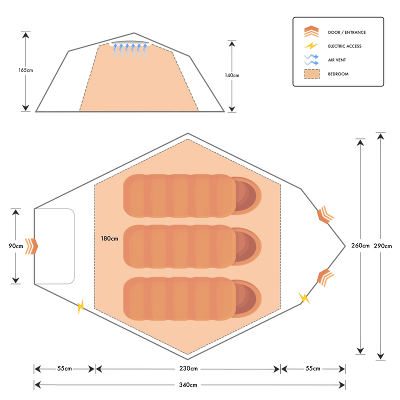 LocTek Igloo MK3 Fast Pitch Tent - 3 Man Tent Khyam